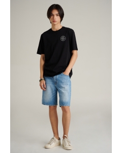 เสื้อยืดแขนสั้นผู้ชาย คอกลม สีดำ