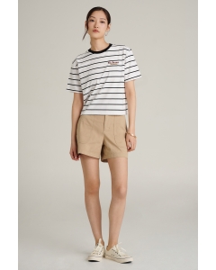 เสื้อยืดผู้หญิง ทรงครอป คอกลม สีขาว