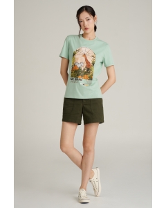 เสื้อยืดแขนสั้นผู้หญิง คอกลม สีเขียวอ่อน