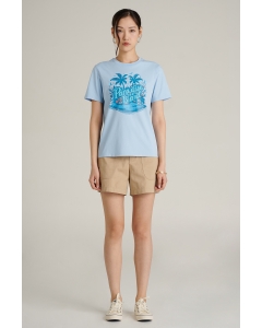 เสื้อยืดแขนสั้นผู้หญิง คอกลม สีฟ้าอ่อน