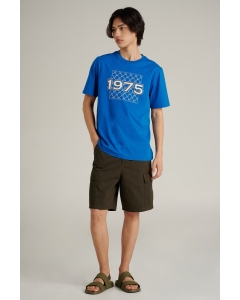 เสื้อยืดแขนสั้นผู้ชาย คอกลม สีน้ำเงิน