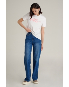 เสื้อยืดแขนสั้นผู้หญิง คอกลม สีขาว