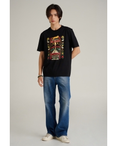 เสื้อยืดแขนสั้นผู้ชาย คอกลม สีดำ