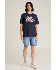 เสื้อยืดแขนสั้นผู้ชาย คอกลม สีกรมท่า