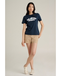 เสื้อยืดแขนสั้นผู้หญิง คอกลม สีกรมท่า