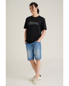 เสื้อยืดแขนสั้นผู้ชาย คอกลม สีดำ