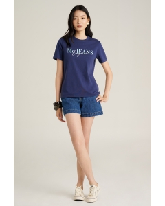 เสื้อยืดแขนสั้นผู้หญิง คอกลม สีกรมท่า