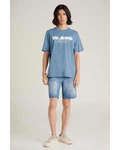 เสื้อยืดแขนสั้นผู้ชาย คอกลม สีเทาอมฟ้า