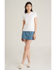 เสื้อยืดแขนสั้นผู้หญิง คอกลม สีขาว