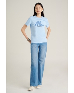 เสื้อยืดแขนสั้นผู้หญิง คอกลม สีฟ้าอ่อน