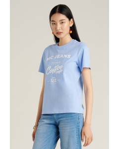 เสื้อยืดแขนสั้นผู้หญิง คอกลม สีฟ้าอ่อน