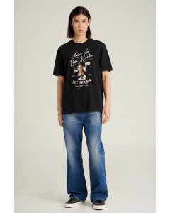 เสื้อยืดแขนสั้นผู้ชาย คอกลม สีดำ