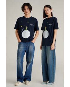 The Little Prince Universe Collection เสื้อยืดคอกลมแขนสั้นสีกรมท่า