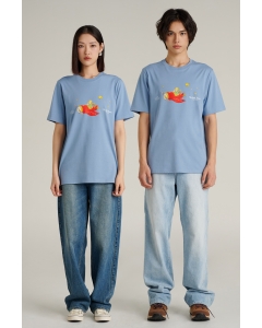 The Little Prince Universe Collection เสื้อยืดคอกลมแขนสั้นสีฟ้า
