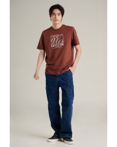 เสื้อยืดแขนสั้นผู้ชาย คอกลม สีน้ำตาล