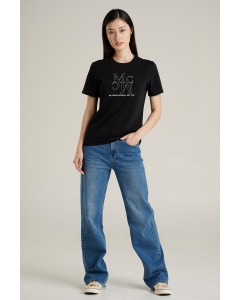 เสื้อยืดแขนสั้นผู้หญิง คอกลม สีดำ