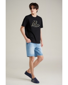 เสื้อยืดแขนสั้นผู้ชาย คอกลม สีดำ