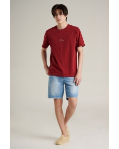 เสื้อยืดแขนสั้นผู้ชาย คอกลม สีแดง