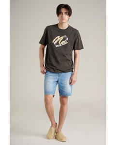 เสื้อยืดแขนสั้นผู้ชาย คอกลม สีเทาเข้ม