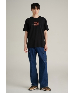 เสื้อยืดแขนสั้นผู้ชาย คอกลม สีดำ