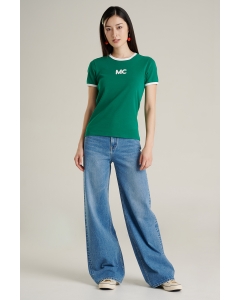 เสื้อยืดแขนสั้นผู้หญิง คอกลม สีเขียว (Online Exclusive)