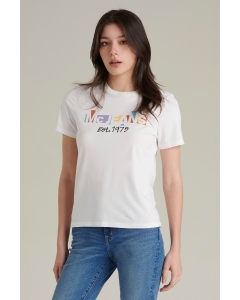 เสื้อยืดแขนสั้นผู้หญิง คอกลม สีขาว