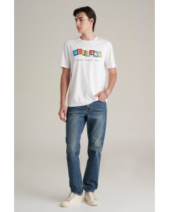 เสื้อยืดแขนสั้นผู้ชาย คอกลม สีขาว