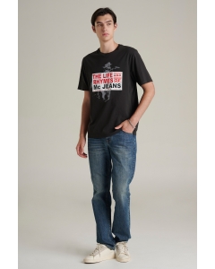 เสื้อยืดแขนสั้นผู้ชาย คอกลม สีดำ