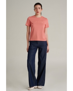 เสื้อยืดแขนสั้นผู้หญิง คอกลม สีชมพู