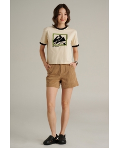 เสื้อยืดแขนสั้นผู้หญิง ทรงครอป คอกลม สีครีมอ่อน (The Journey Collection – เดอะ เจอร์นี่)