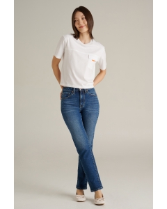 เสื้อยืดแขนสั้นผู้หญิง ทรงครอป คอกลม สีขาว