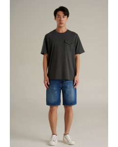 เสื้อยืดแขนสั้นผู้ชาย คอกลม สีเทาเข้ม