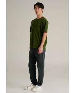 เสื้อยืดแขนสั้นผู้ชาย คอกลม สีเขียวทหาร