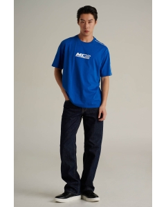 เสื้อยืดแขนสั้นผู้ชาย คอกลม สีฟ้าเข้ม