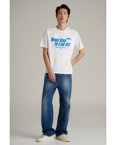 เสื้อยืดแขนสั้นผู้ชาย คอกลม สีขาว