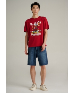 เสื้อยืดแขนสั้นผู้ชาย คอกลม สีแดง