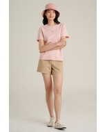 เสื้อยืดแขนสั้นผู้หญิง คอกลม สีชมพู