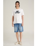 เสื้อยืดแขนสั้นผู้ชาย คอกลม สีขาว