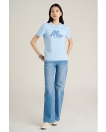 เสื้อยืดแขนสั้นผู้หญิง คอกลม สีฟ้าอ่อน