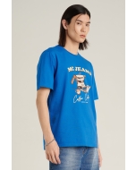 เสื้อยืดแขนสั้นผู้ชาย คอกลม สีน้ำเงิน