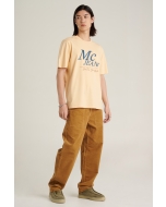 เสื้อยืดแขนสั้นผู้ชาย คอกลม สีครีมเข้ม